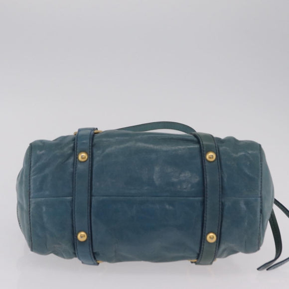 Miu Miu Matelasse Hand Bag Vitellolux 2way Green Gold Auth 202508V