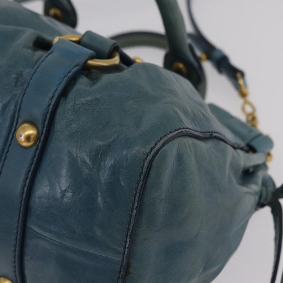 Miu Miu Matelasse Hand Bag Vitellolux 2way Green Gold Auth 202508V