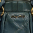 Miu Miu Matelasse Hand Bag Vitellolux 2way Green Gold Auth 202508V-19