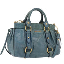 Miu Miu Matelasse Hand Bag Vitellolux 2way Green Gold Auth 202508V-1