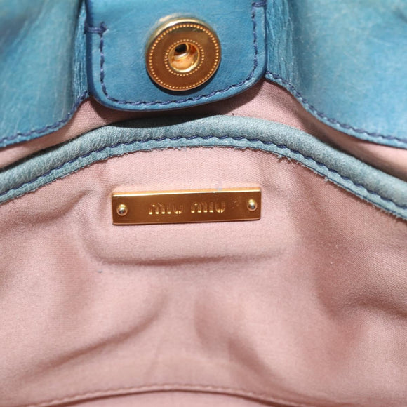 Miu Miu Matelasse Hand Bag Vitellolux 2way Green Gold Auth 202508V