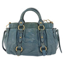 Miu Miu Matelasse Hand Bag Vitellolux 2way Green Gold Auth 202508V-3