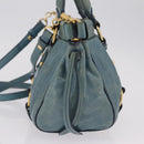 Miu Miu Matelasse Hand Bag Vitellolux 2way Green Gold Auth 202508V-4