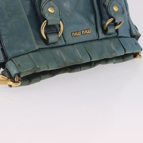 Miu Miu Matelasse Hand Bag Vitellolux 2way Green Gold Auth 202508V