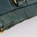 Miu Miu Matelasse Hand Bag Vitellolux 2way Green Gold Auth 202508V-7