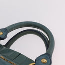 Miu Miu Matelasse Hand Bag Vitellolux 2way Green Gold Auth 202508V-9