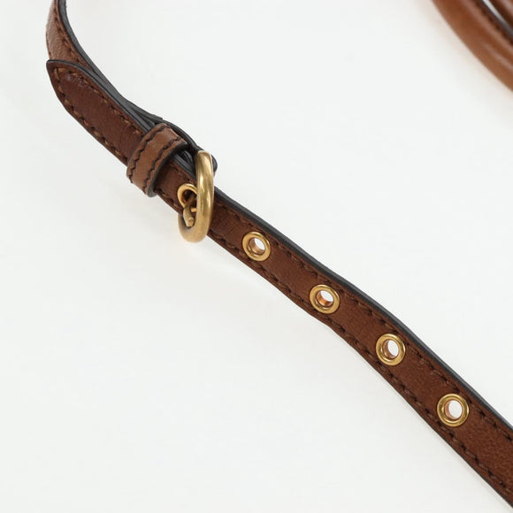 Miu Miu Hand Bag Leather 2way Brown Gold Auth 202512A