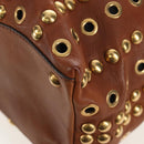 Miu Miu Hand Bag Leather 2way Brown Gold Auth 202512A-17