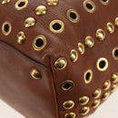 Miu Miu Hand Bag Leather 2way Brown Gold Auth 202512A-19