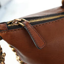 Miu Miu Hand Bag Leather 2way Brown Gold Auth 202512A-21