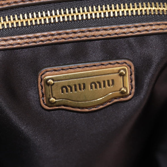 Miu Miu Hand Bag Leather 2way Brown Gold Auth 202512A