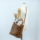Miu Miu Hand Bag Leather 2way Brown Gold Auth 202512A-28