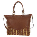 Miu Miu Hand Bag Leather 2way Brown Gold Auth 202512A-3