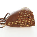 Miu Miu Hand Bag Leather 2way Brown Gold Auth 202512A-4