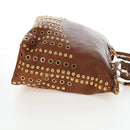 Miu Miu Hand Bag Leather 2way Brown Gold Auth 202512A-5