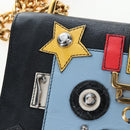 PRADA Chain Shoulder Bag Leather Black Gold Auth 202514M-19
