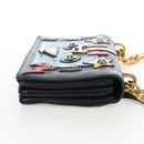 PRADA Chain Shoulder Bag Leather Black Gold Auth 202514M-5