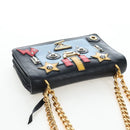 PRADA Chain Shoulder Bag Leather Black Gold Auth 202514M-6