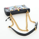 PRADA Chain Shoulder Bag Leather Black Gold Auth 202514M-7