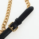 PRADA Chain Shoulder Bag Leather Black Gold Auth 202514M-8