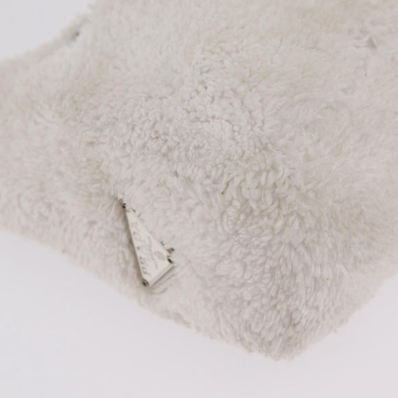 PRADA Hand Pouch Hand Bag pile White Silver Auth 202515A
