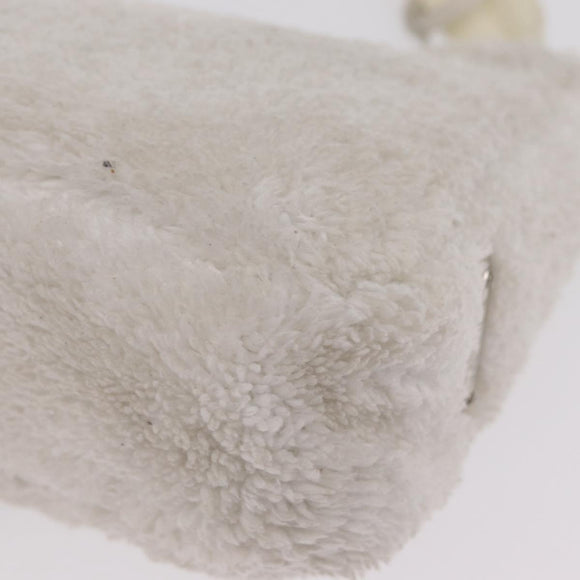 PRADA Hand Pouch Hand Bag pile White Silver Auth 202515A