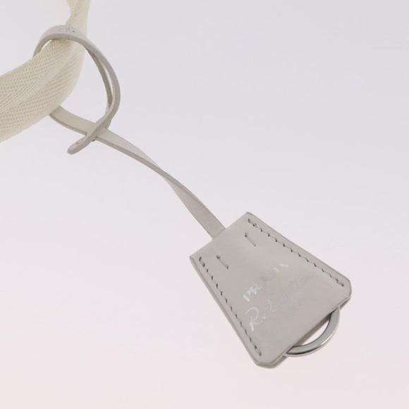 PRADA Hand Pouch Hand Bag pile White Silver Auth 202515A