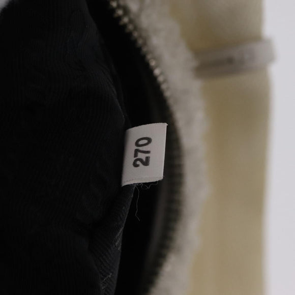 PRADA Hand Pouch Hand Bag pile White Silver Auth 202515A