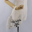 PRADA Hand Pouch Hand Bag pile White Silver Auth 202515A-26