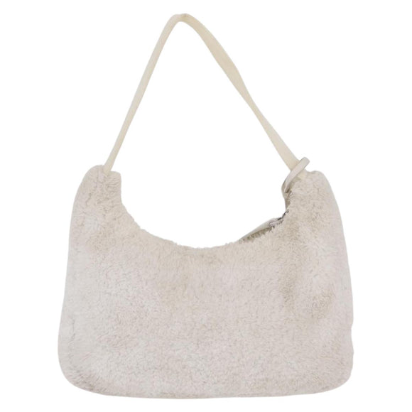 PRADA Hand Pouch Hand Bag pile White Silver Auth 202515A