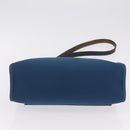 HERMES Herbag Zip PM Hand Bag Canvas Leather 2way Navy Silver Auth 202516SAM-12