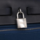 HERMES Herbag Zip PM Hand Bag Canvas Leather 2way Navy Silver Auth 202516SAM-17