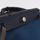 HERMES Herbag Zip PM Hand Bag Canvas Leather 2way Navy Silver Auth 202516SAM-24
