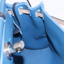 HERMES Herbag Zip PM Hand Bag Canvas Leather 2way Navy Silver Auth 202516SAM-27