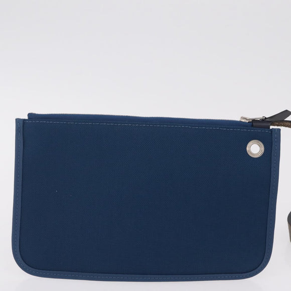HERMES Herbag Zip PM Hand Bag Canvas Leather 2way Navy Silver Auth 202516SAM