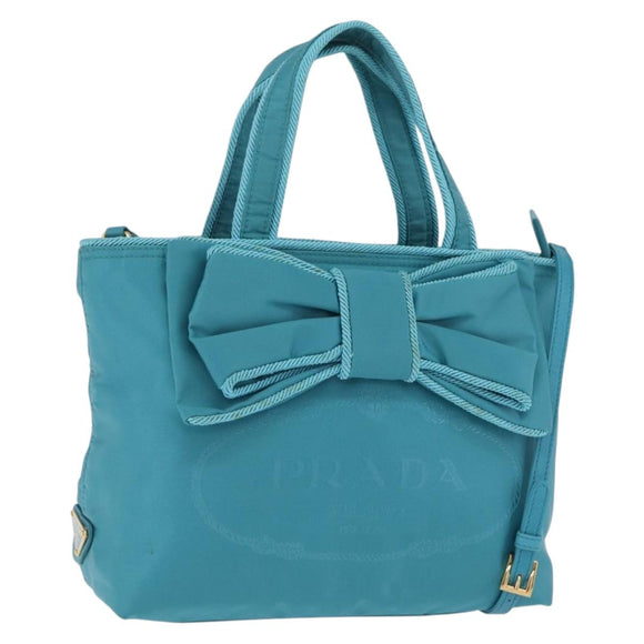 PRADA Hand Bag 2way Green Gold Auth 202518A