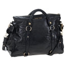 Miu Miu Hand Bag Vitellolux 2way Black Gold Auth 202521M-1