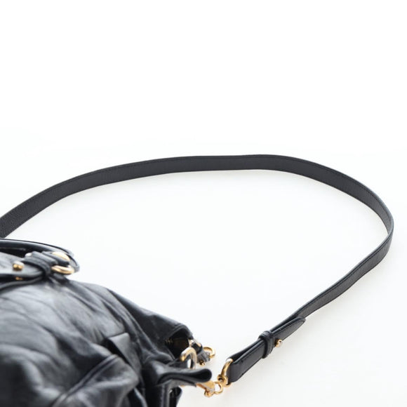 Miu Miu Hand Bag Vitellolux 2way Black Gold Auth 202521M