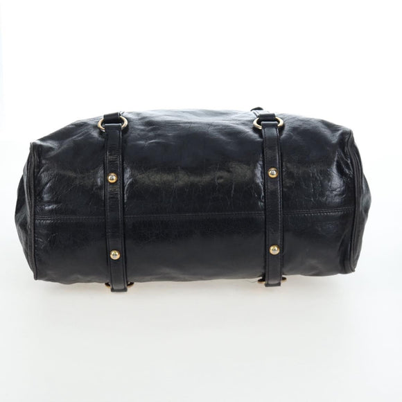 Miu Miu Hand Bag Vitellolux 2way Black Gold Auth 202521M