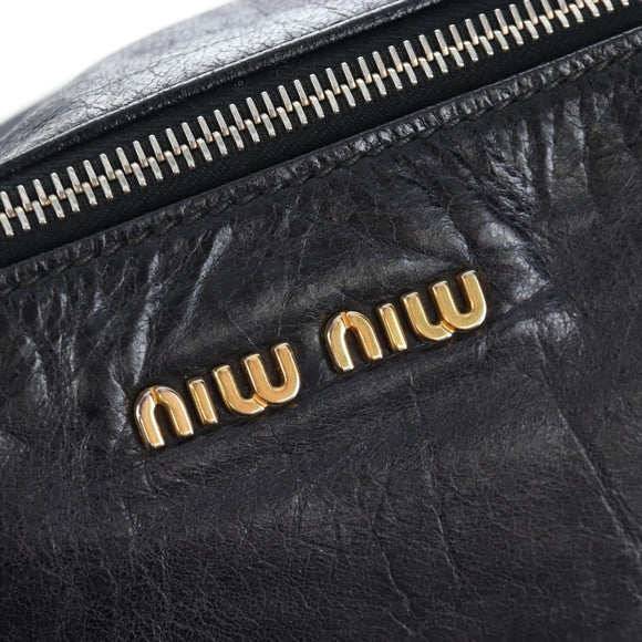 Miu Miu Hand Bag Vitellolux 2way Black Gold Auth 202521M