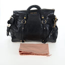 Miu Miu Hand Bag Vitellolux 2way Black Gold Auth 202521M-12