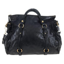 Miu Miu Hand Bag Vitellolux 2way Black Gold Auth 202521M-2