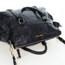 Miu Miu Hand Bag Vitellolux 2way Black Gold Auth 202521M-6