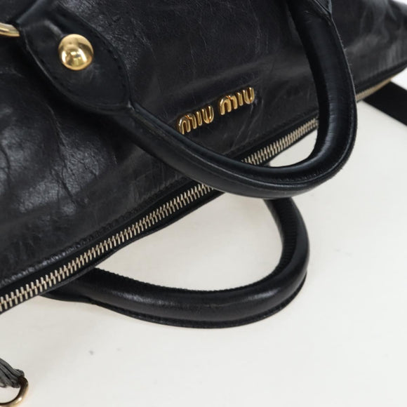 Miu Miu Hand Bag Vitellolux 2way Black Gold Auth 202521M