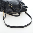 Miu Miu Hand Bag Vitellolux 2way Black Gold Auth 202521M-8