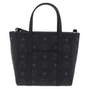 MCM Vicetos Logogram Bag PVC Leather 2way LOONEY TUNES Black Silver Auth 202523M-2