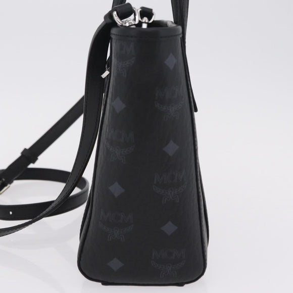 MCM Vicetos Logogram Bag PVC Leather 2way LOONEY TUNES Black Silver Auth 202523M