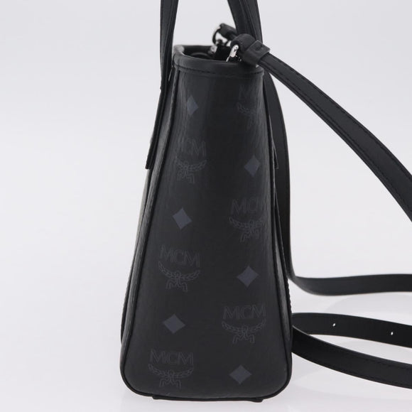 MCM Vicetos Logogram Bag PVC Leather 2way LOONEY TUNES Black Silver Auth 202523M