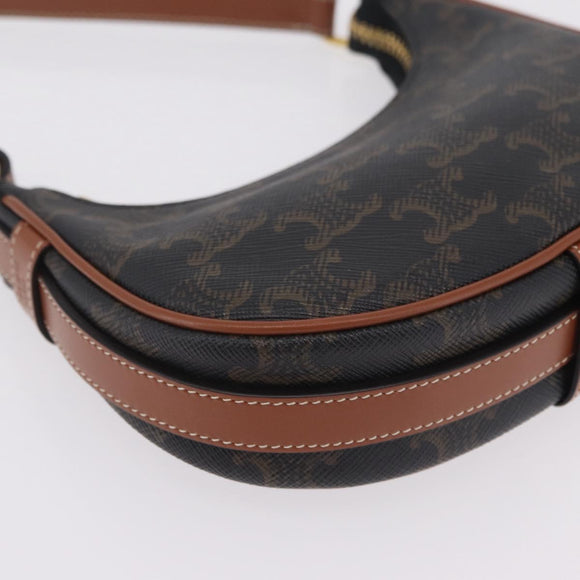 CELINE Triomphe Mini Ava Pouch PVC Black Gold Auth 202524M