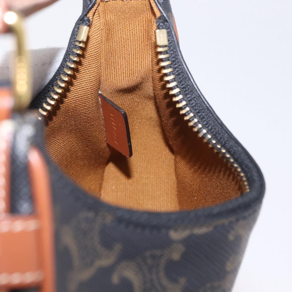 CELINE Triomphe Mini Ava Pouch PVC Black Gold Auth 202524M